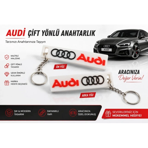 AUDİ Anahtarlık , AUDİ Logolu Araç Anahtarlık - AUDİ Çift Yönlü Araba Anahtarlığı