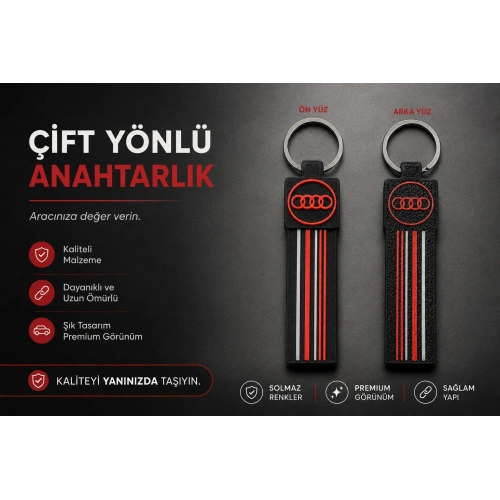 Audi Anahtarlık Çizgili , Audi Araç Anahtarlık - Audi Çift Yönlü Araba Anahtarlığı