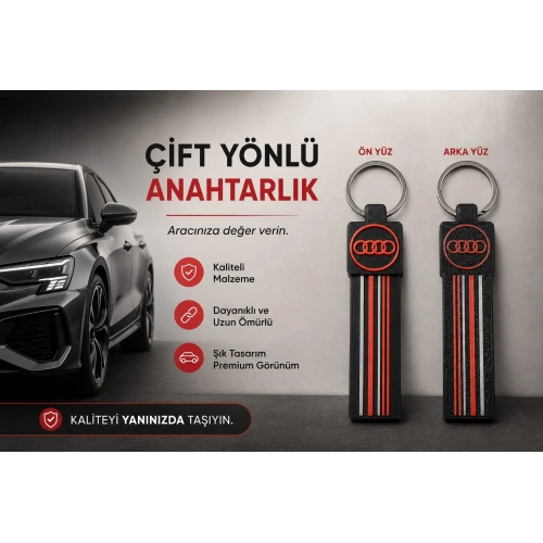Audi Anahtarlık Çizgili , Audi Araç Anahtarlık - Audi Çift Yönlü Araba Anahtarlığı