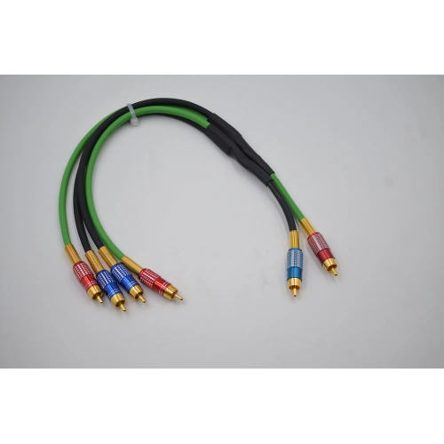 Bakır Amfi Rca Kablosu 50cm - 2 Giriş 4 Çıkış Anfi Rca Kablosu - 50cm - El Yapımı Tam Bakır - 50 cm
