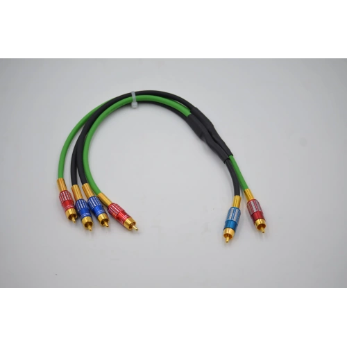 Bakır Amfi Rca Kablosu 50cm - 2 Giriş 4 Çıkış Anfi Rca Kablosu - 50cm - El Yapımı Tam Bakır - 50 cm