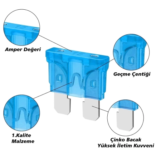 Bıçak Sigorta 15A - Araba Sigortası - Araca Bıçak Sigorta 15 Amper - 1 Adet