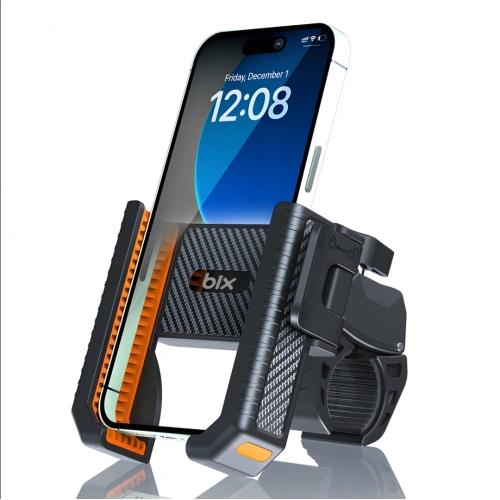 BİX Motosiklet Telefon Tutacağı - BPH01 - Gidon Bağlantılı , 360 Derece , Sarsılma Önleyici Motosiklet Bisiklet Telefon Tutucu