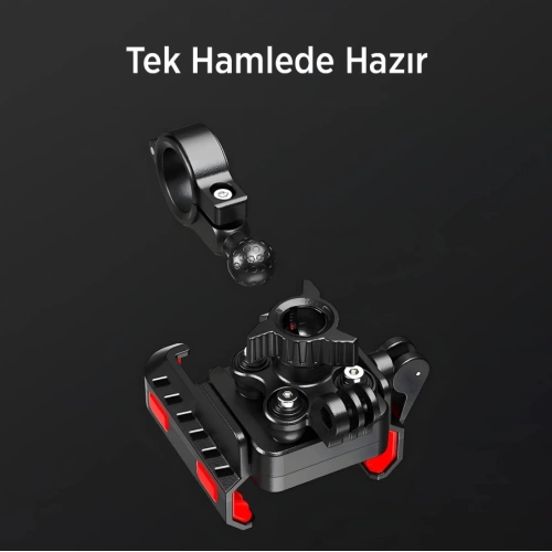 BİX Motosiklet  Telefon Tutacağı - Gidon Bağlantılı , 360 Derece , Sarsılma Önleyici Motosiklet Bisiklet Telefon Tutucu
