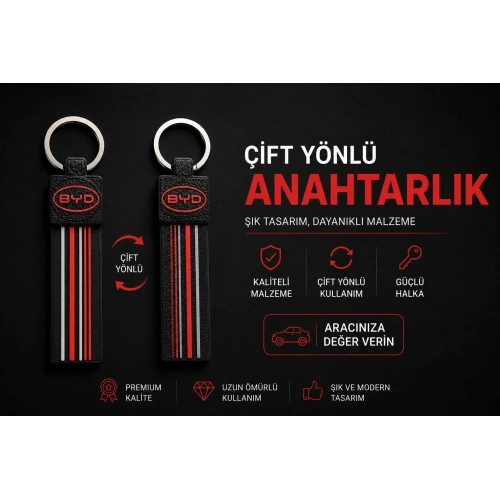 BYD Anahtarlık Çizgili , BYD Araç Anahtarlık - BYD Çift Yönlü Araba Anahtarlığı