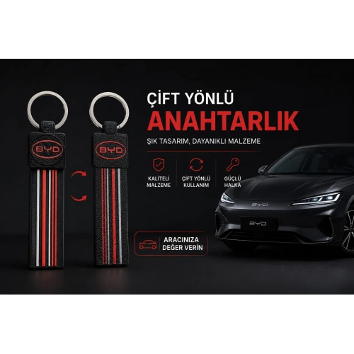 BYD Anahtarlık Çizgili , BYD Araç Anahtarlık - BYD Çift Yönlü Araba Anahtarlığı