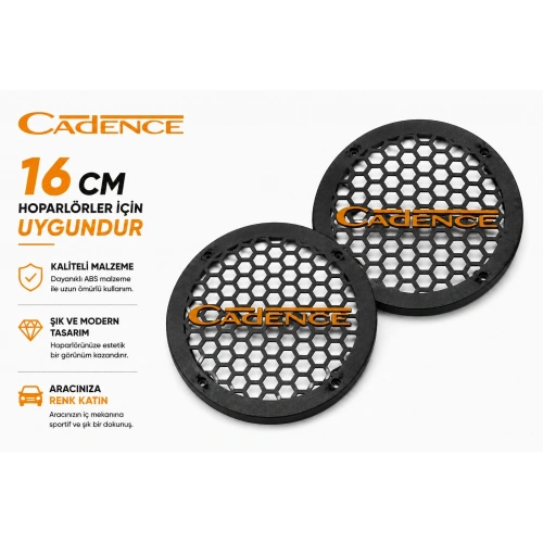 Cadence 16cm Hoparlör Kapağı - Cadence Logolu Kaliteli Plastik Midrange Hoparlör Kapak 16 cm - 2 Adet