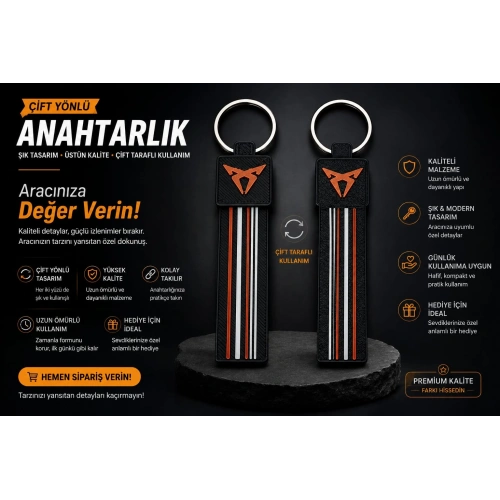 Cupra Anahtarlık Çizgili , Cupra Araç Anahtarlık - Cupra Çift Yönlü Araba Anahtarlığı