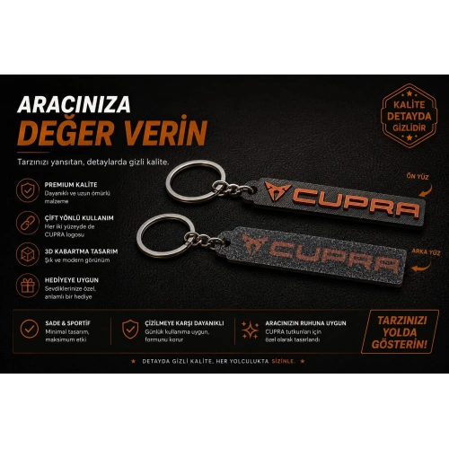 Cupra Anahtarlık Sade , Cupra Araç Anahtarlık - Cupra Çift Yönlü Araba Anahtarlığı