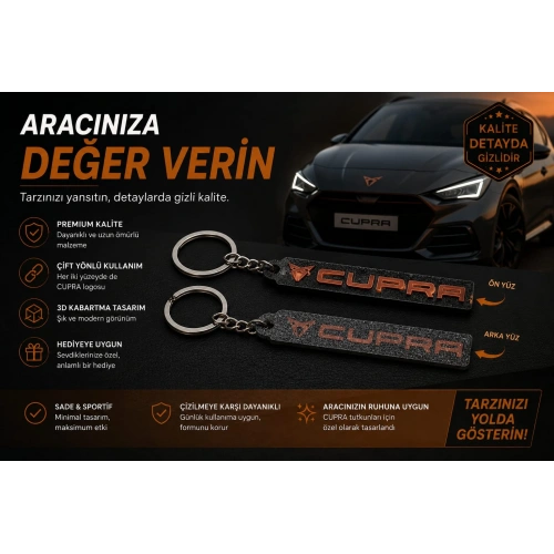 Cupra Anahtarlık Sade , Cupra Araç Anahtarlık - Cupra Çift Yönlü Araba Anahtarlığı