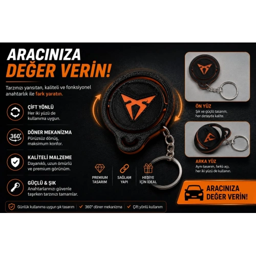 Cupra Anahtarlık , Cupra Döner Araç Anahtarlık - Cupra Çift Yönlü Araba Anahtarlığı