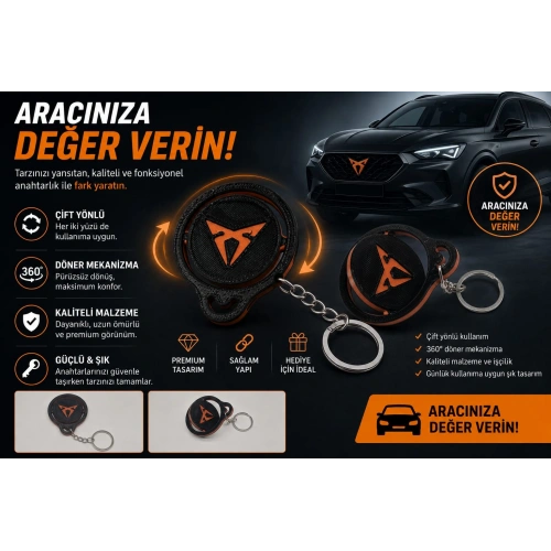 Cupra Anahtarlık , Cupra Döner Araç Anahtarlık - Cupra Çift Yönlü Araba Anahtarlığı