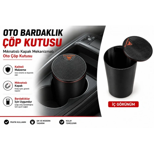 Cupra Araç Çöp Kutusu , Cupra Araç Bardaklık Çöp Kovası , Cupra Araç Bardaklığa Takılan Çöp Kutusu