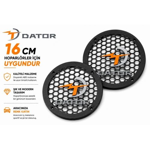 Dator 16cm Hoparlör Kapağı - Dator Logolu Kaliteli Plastik Midrange Hoparlör Kapak 16 cm - 2 Adet