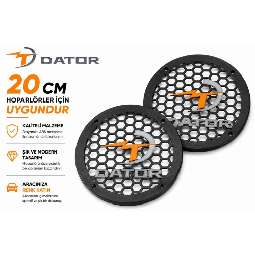 Dator 20cm Hoparlör Kapağı - Dator Logolu Kaliteli Plastik Midrange Hoparlör Kapak 20 cm - 2 Adet
