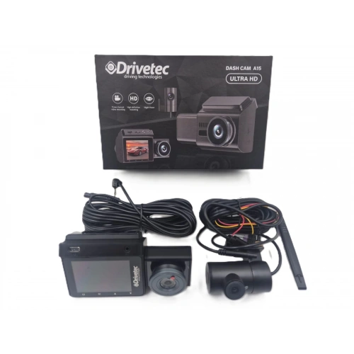Drivetec 3 Kameralı Araç Ön , İç ve Arka Kayıt Kamerası , Ultra HD, Ekranlı, Araç İçi + Ön + Arka Kamera Siyah