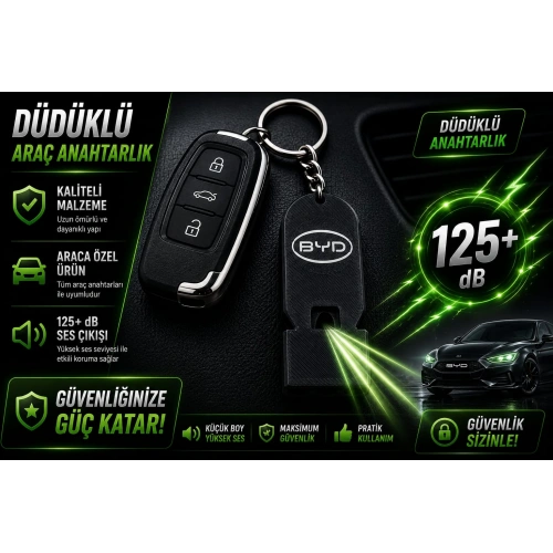 Düdüklü BYD Anahtarlık , BYD Logolu Islık Çalan Araç Anahtarlık - Hediyelik BYD Araba Anahtarlığı