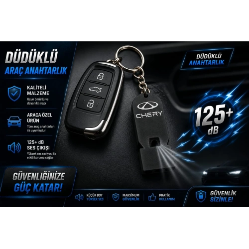 Düdüklü Chery Anahtarlık , Chery Logolu Islık Çalan Araç Anahtarlık - Hediyelik Chery Araba Anahtarlığı
