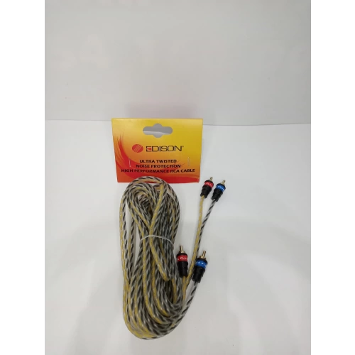 Edison Rca Kablosu 5 Metre - Kaliteli Amfi Rca Ses Aktarım Kablosu 5 Metre