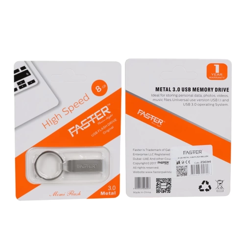 Faster 8GB USB Bellek - Metal 8 GB Flash Bellek - Oto Teyp Anahtarlıklı Usb Bellek