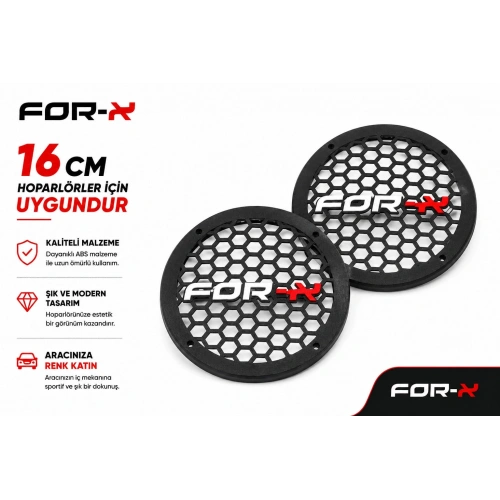 For-x 16cm Hoparlör Kapağı - For-x Logolu Kaliteli Plastik Midrange Hoparlör Kapak 16 cm - 2 Adet