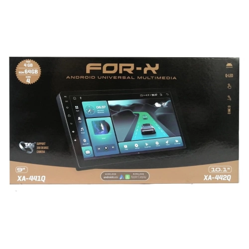 For-x Android Tablet Teyp 9 - For-x XA-441Q Android 4GB Ram 64GB Hafıza Ön ve Arka kameralı Multimedya Tablet Araba Teybi