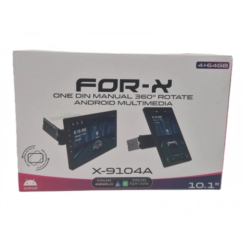 For-x Android Teyp – 10.1″ 4 Ram 64 Hafıza - Oynar Kafa Android Multimedya – For-x X-9104A Tek Din 360 Universal Teyp