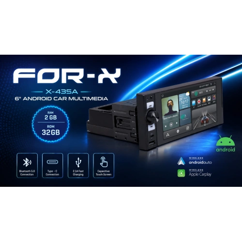 For-x Android Teyp – 6″ 2 Ram 32 Hafıza - İnce Kasa Android Multimedya – For-x X-435A Universal Android Teyp