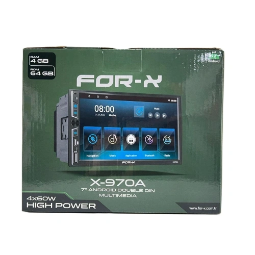 For-x Android Teyp – 7″ 4 Ram 64 Hafıza - Android Double Multimedya – For-x X-970A Universal Double Teyp