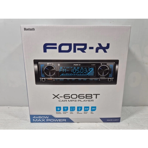 For-x Teyp – For-x X-606BT 4x60w – 3 Amfi Çıkışlı - Bluetoothlu - 7 Renk - Geniş Soğutuculu Tesisat Teybi