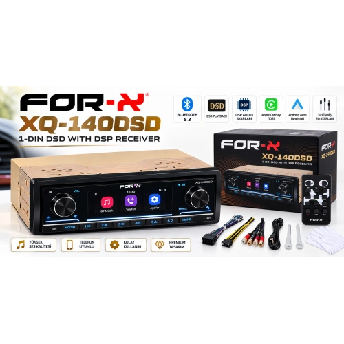 For-X Teyp XQ-140DSD 4x141W RMS DSP İşlemcili Bluetooth 5.3 Oto Teyp – DSD Destekli, Uygulama Kontrollü