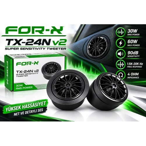 For-x Tweeter 4cm - For-x TX-24Nv2 Tiz - For-x 4cm Kapı ve Direk Tweeter