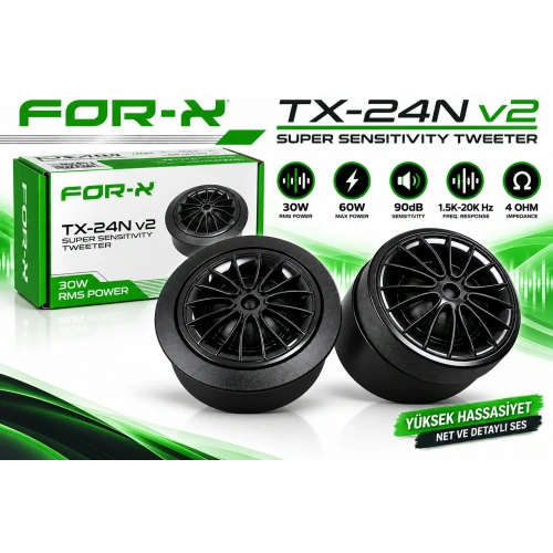 For-x Tweeter 4cm - For-x TX-24Nv2 Tiz - For-x 4cm Kapı ve Direk Tweeter