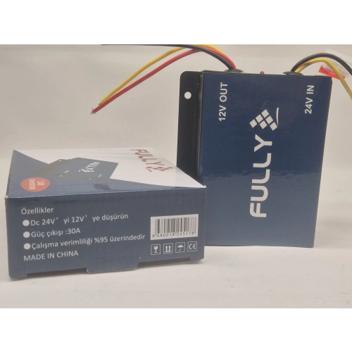 FULLY 24V to 12V Düşürücü - 24 Voltu 12 Volt Yapan Çevirici - Otobüs Kamyon Tır Uyumlu 12V Dönüştürücü