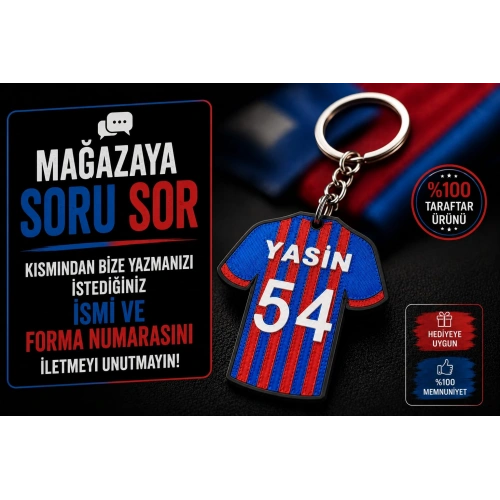 İsimli Taraftar Anahtarlık , Kişiye Özel - Hediyelik İsimli Forma Araç Anahtarlık - İsimli Bordo Mavi Anahtarlık