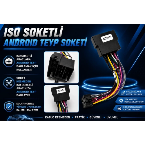 ISO Soketli Android Teyp Soketi - Android Multimedya Teypler İçin Universal Teyp Soketi - Android Oem Double Teyp Soketi