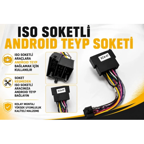 ISO Soketli Android Teyp Soketi - Android Multimedya Teypler İçin Universal Teyp Soketi - Android Oem Double Teyp Soketi