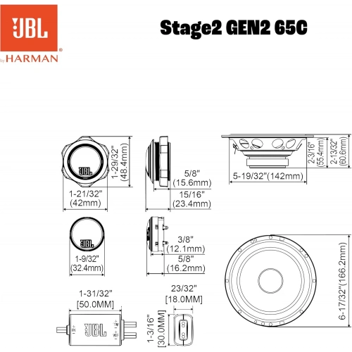 JBL 16cm Component Hoparlör - JBL Stage2 65C 16cm Mid Takımı - JBL Komponent Hoparlör Seti