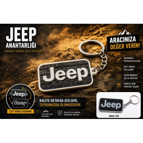 JEEP Anahtarlık , Jeep Logolu Çift Yönlü Araç Anahtarlık - Hediyelik JEEP Araba Anahtarlığı