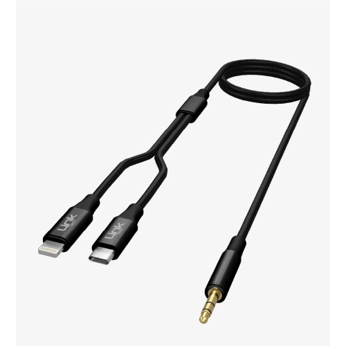 Linktech Aux to Type-C ve Lightning Dönüştürücü - Linktech A204 3.5mm Auxu Type-C ve Lightning Dönüştürücü