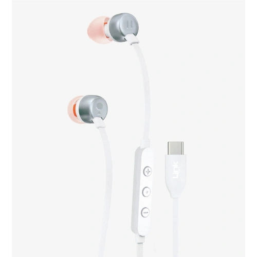 Linktech Ekstra Bass Kablolu Kulaklık , Linktech H74 Beyaz Type-C Mikrofonlu Metal Kablolu Kulak İçi Kulaklık , Premium Type-C Kablolu Kulaklık