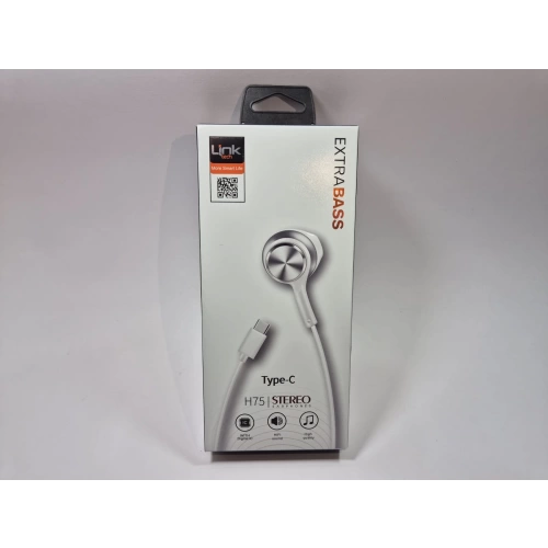 Linktech Ekstra Bass Kablolu Kulaklık , Linktech H75 Beyaz Type-C Mikrofonlu Metal Kablolu Kulaklık , Premium Type-C Kablolu Kulaklık