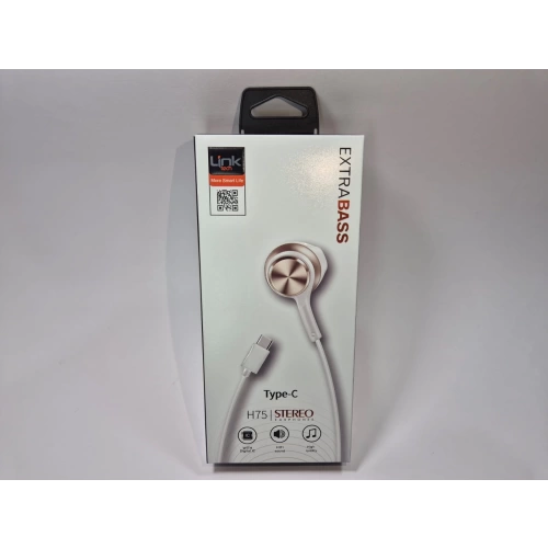 Linktech Ekstra Bass Kablolu Kulaklık , Linktech H75 Gold Type-C Mikrofonlu Metal Kablolu Kulaklık , Premium Type-C Kablolu Kulaklık