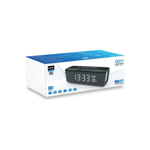 Linktech Saatli Bluetooth Hoparlör - Q219 Taşınabilir Saatli , Alarmlı , Termometreli Bluetooth Hoparlör