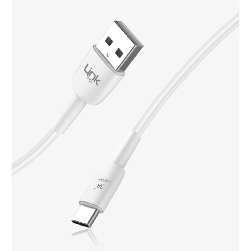 Linktech Type-C Şarj Kablosu 100cm - Yeni Nesil Android 3A USB-A Tip-C USB Şarj Kablosu