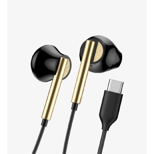 Linktech Yüksek Basslı Kablolu Kulaklık , Linktech H65 Siyah Type-C Mikrofonlu Kablolu Kulak İçi Kulaklık , Premium Type-C Kablolu Kulaklık