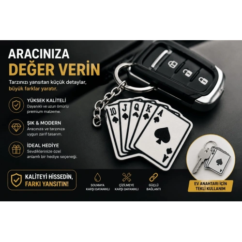 Maça As Anahtarlık , İskambil Görünüm  Araç Anahtarlık - Maça Araba Anahtarlığı