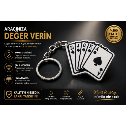 Maça As Anahtarlık , İskambil Görünüm  Araç Anahtarlık - Maça Araba Anahtarlığı