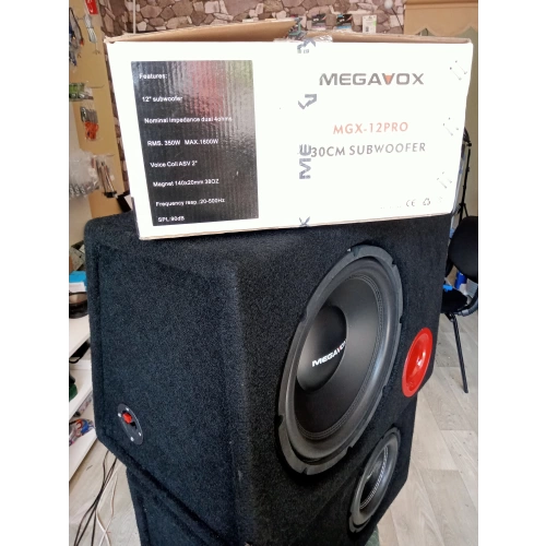 Megavox 30cm Kabinli Bass - Çift Bobin 1600w 350RMS Subwoofer 30cm 4 + 4 Ohm