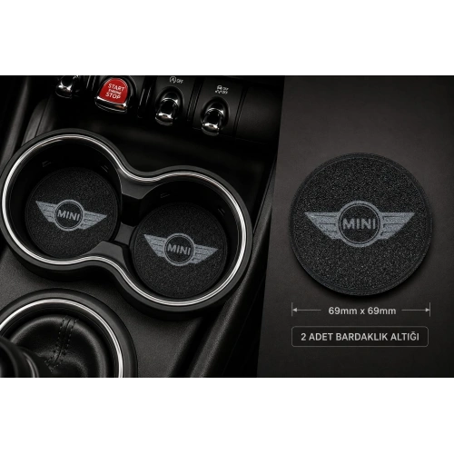 Mini Cooper Araç Bardaklık Altlığı , Mini Cooper Şişe ve Bardak Altlığı, Mini Cooper Logolu Oto Bardaklık Altlığı